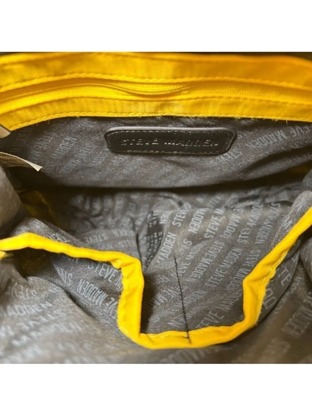 Steve Madden Womens Yellow Mini Nylon Sling Zip Backpack Travel Bag